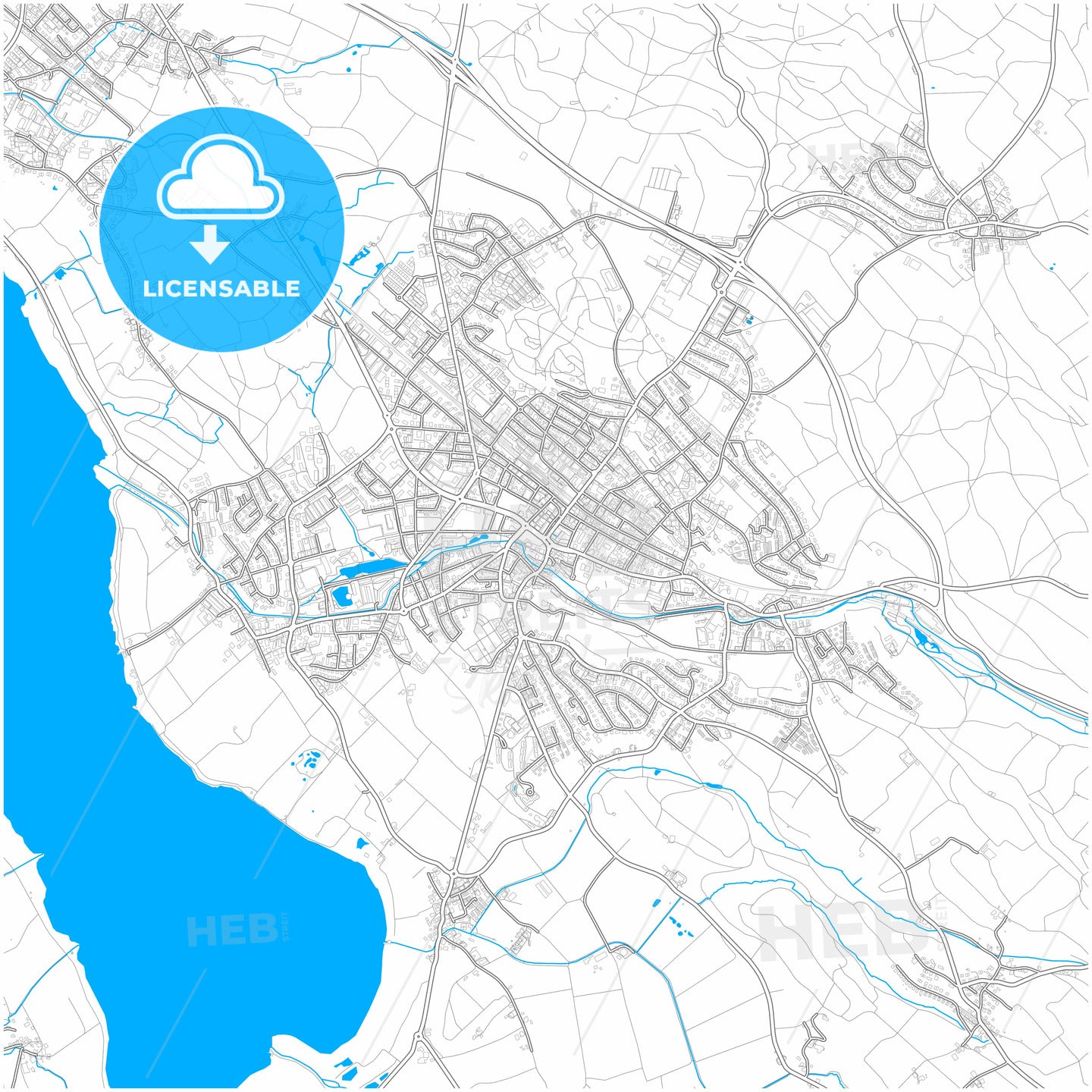 Uster, Switzerland, city map with high quality roads.