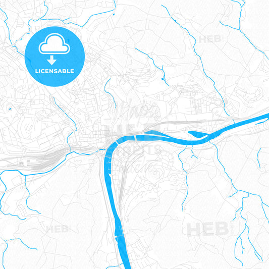 Ústí nad Labem, Czechia PDF vector map with water in focus