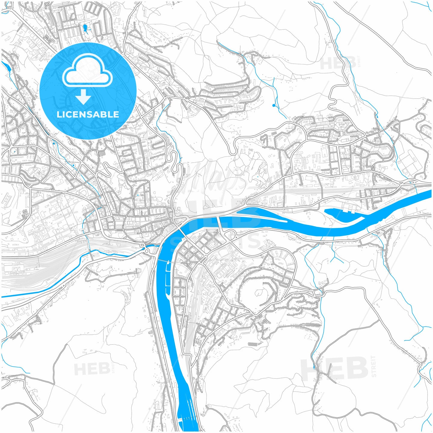 Ústí nad Labem, Czechia, city map with high quality roads.