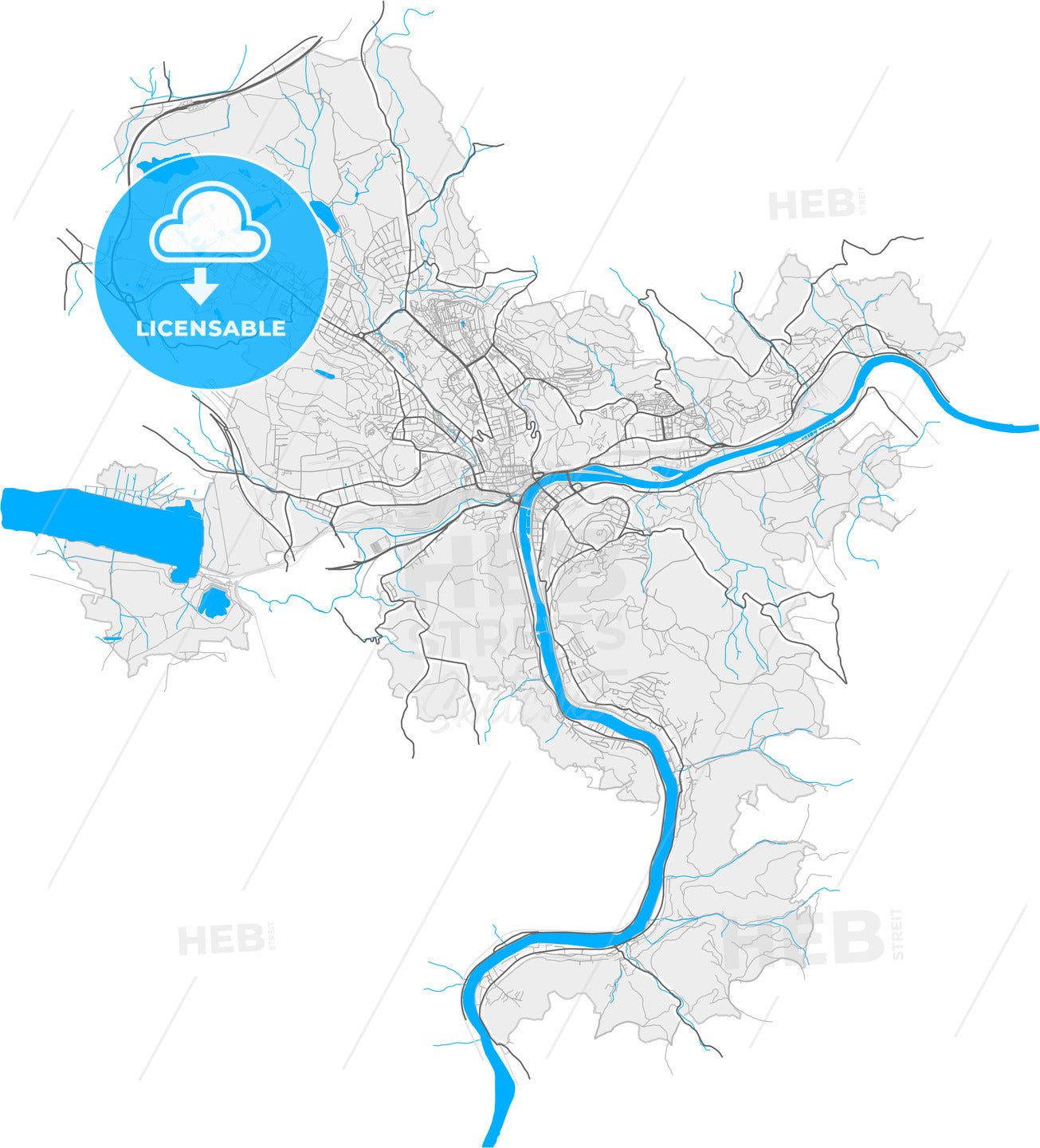 Ústí nad Labem, Czechia, high quality vector map