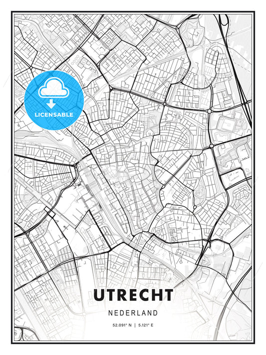 Utrecht, Netherlands, Modern Print Template in Various Formats - HEBSTREITS Sketches