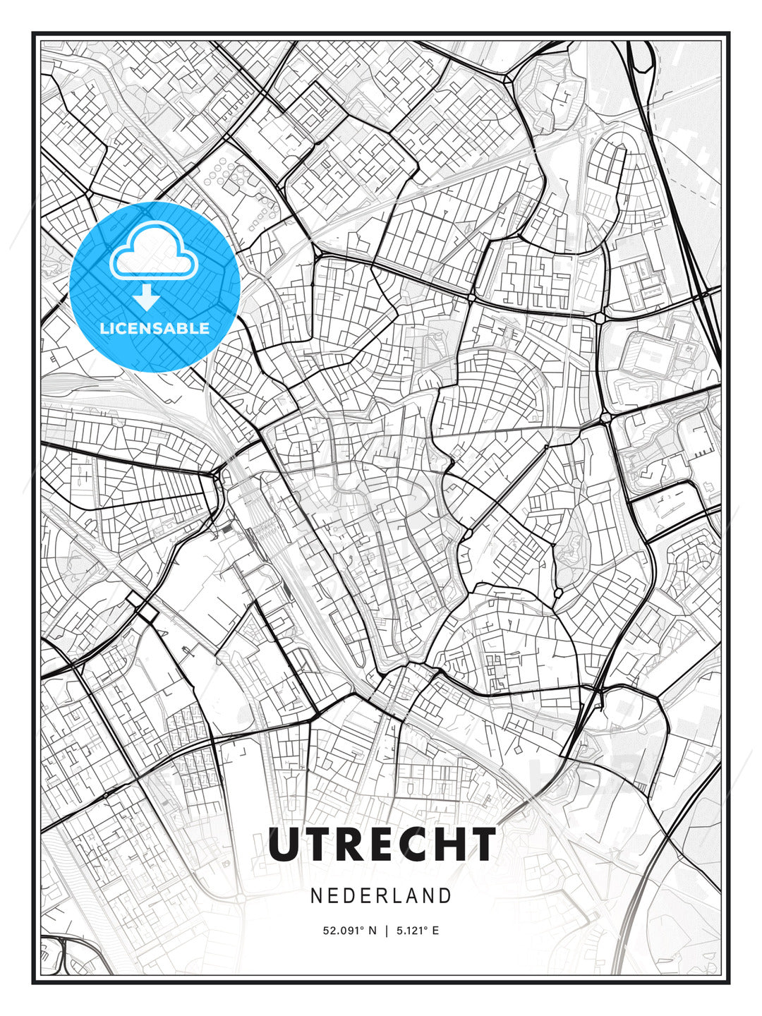 Utrecht, Netherlands, Modern Print Template in Various Formats - HEBSTREITS Sketches