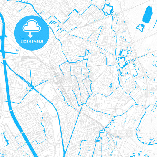 Utrecht, Netherlands PDF vector map with water in focus