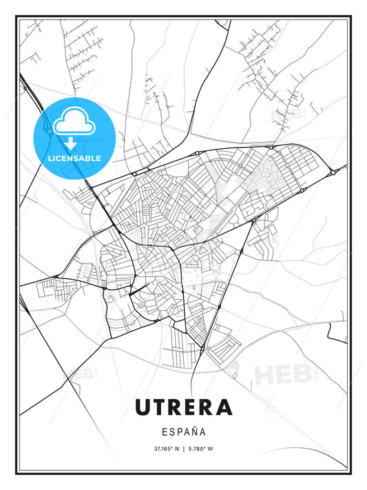 Utrera, Spain, Modern Print Template in Various Formats - HEBSTREITS Sketches