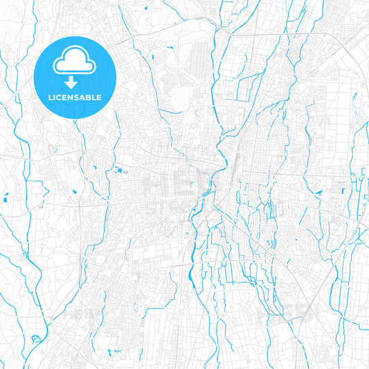 Utsunomiya, Japan PDF vector map with water in focus