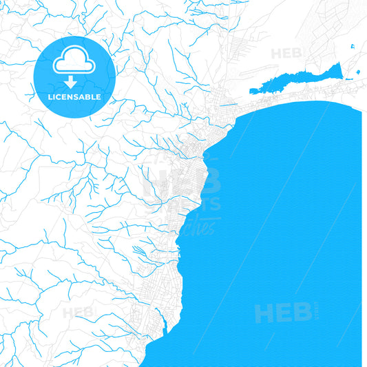 Uvira, DR Congo PDF vector map with water in focus