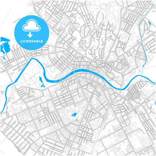 Uzhhorod, Zakarpattia Oblast, Ukraine, city map with high quality roads.