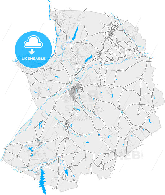 Uzunköprü, Edirne, Turkey, high quality vector map