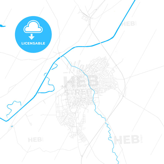 Uzunköprü, Turkey PDF vector map with water in focus