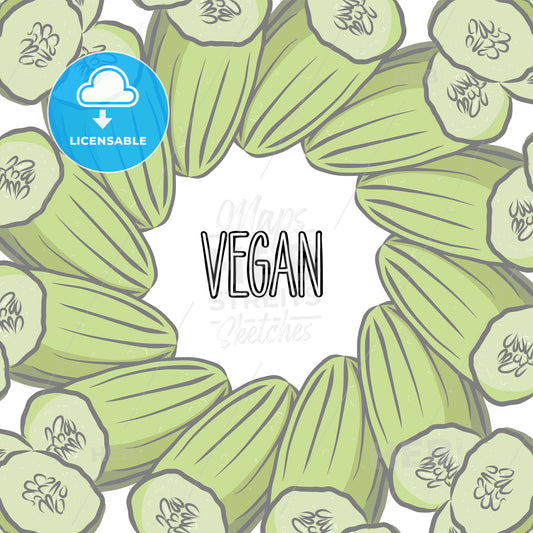VEGAN lettering and Cucumbers arranged in a circle – instant download