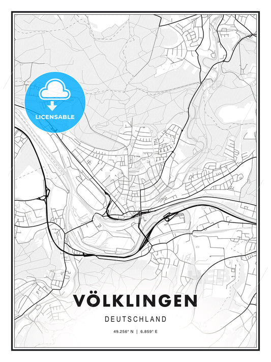 VÖLKLINGEN / Volklingen, Germany, Modern Print Template in Various Formats - HEBSTREITS Sketches