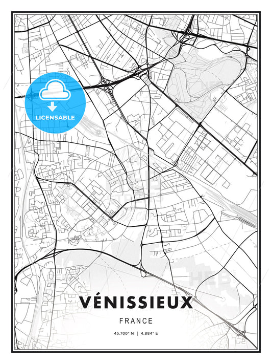Vénissieux, France, Modern Print Template in Various Formats - HEBSTREITS Sketches