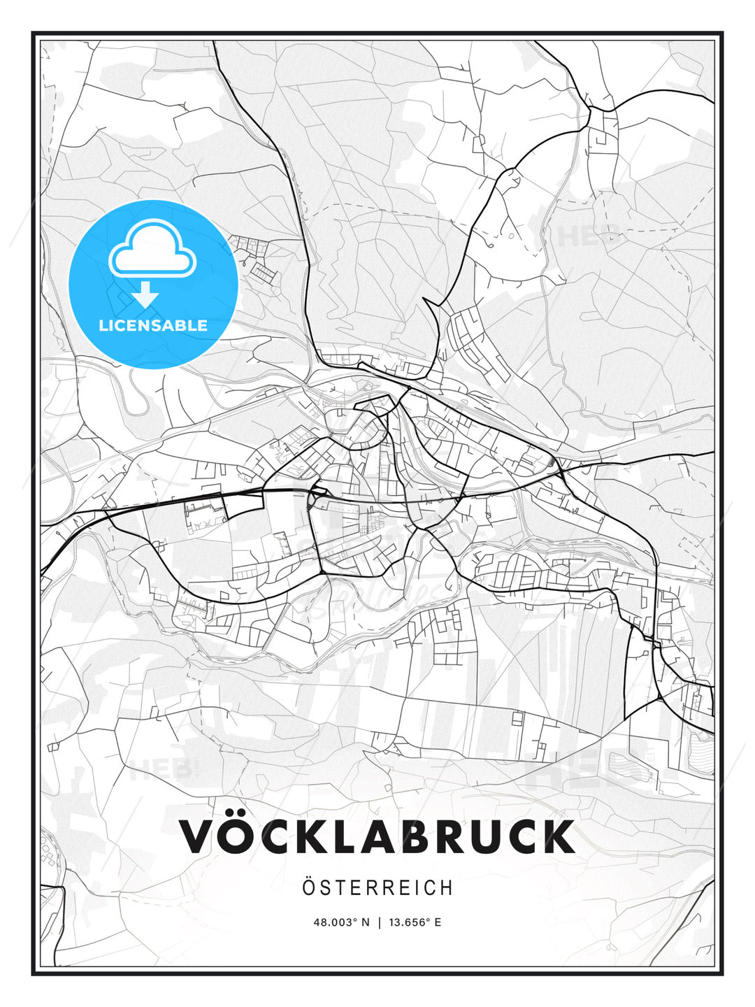 Vöcklabruck, Austria, Modern Print Template in Various Formats - HEBSTREITS Sketches