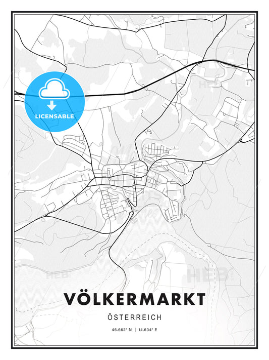Völkermarkt, Austria, Modern Print Template in Various Formats - HEBSTREITS Sketches