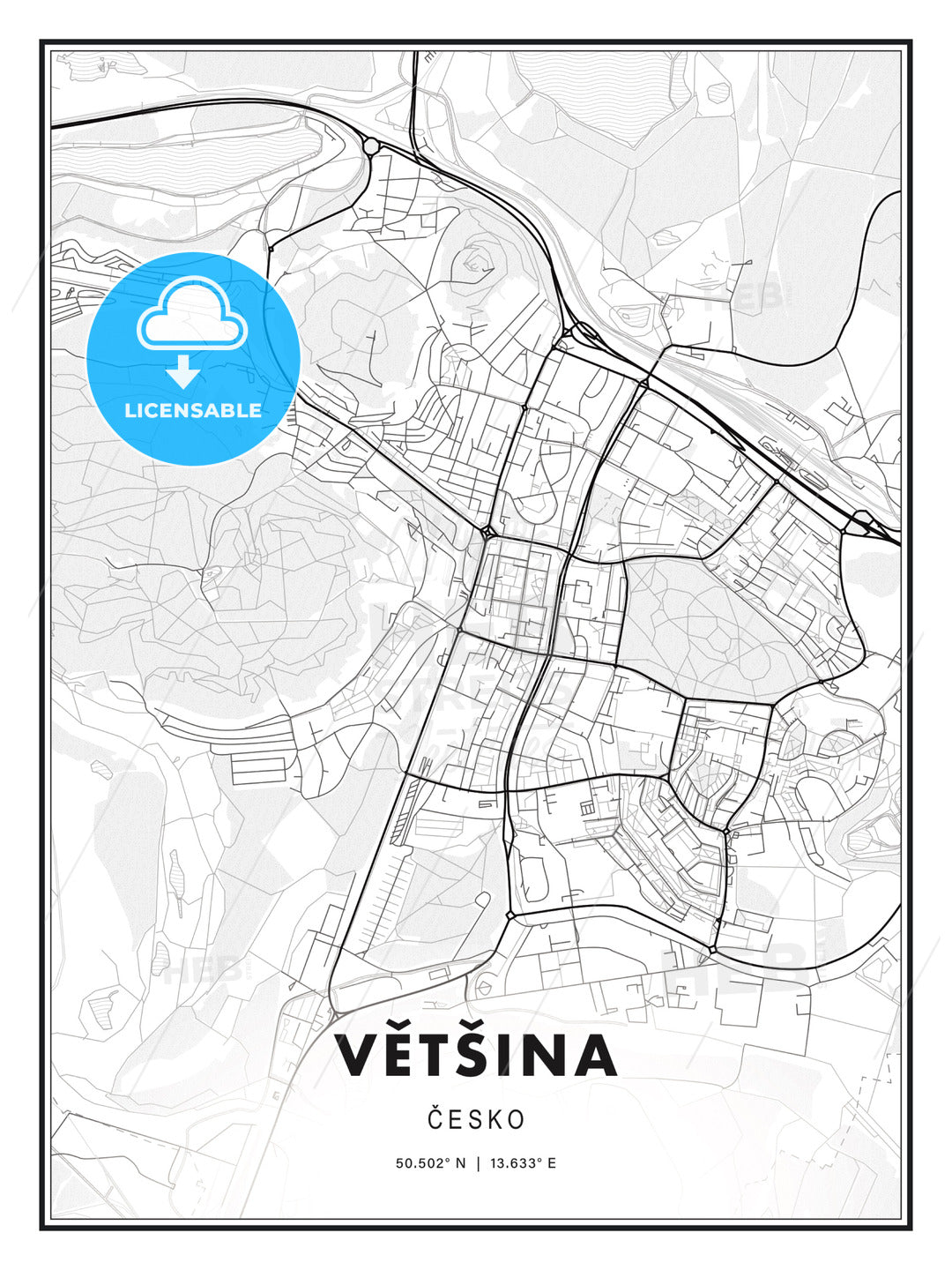 VĚTŠINA / Most, Czechia, Modern Print Template in Various Formats - HEBSTREITS Sketches