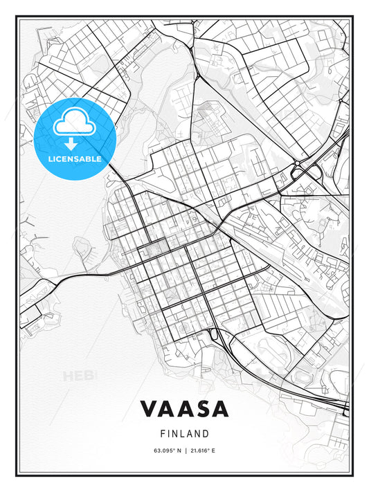 Vaasa, Finland, Modern Print Template in Various Formats - HEBSTREITS Sketches