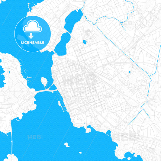 Vaasa, Finland PDF vector map with water in focus