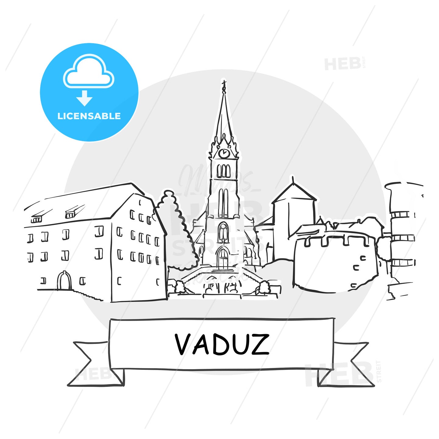 Vaduz Cityscape Vector Sign – instant download