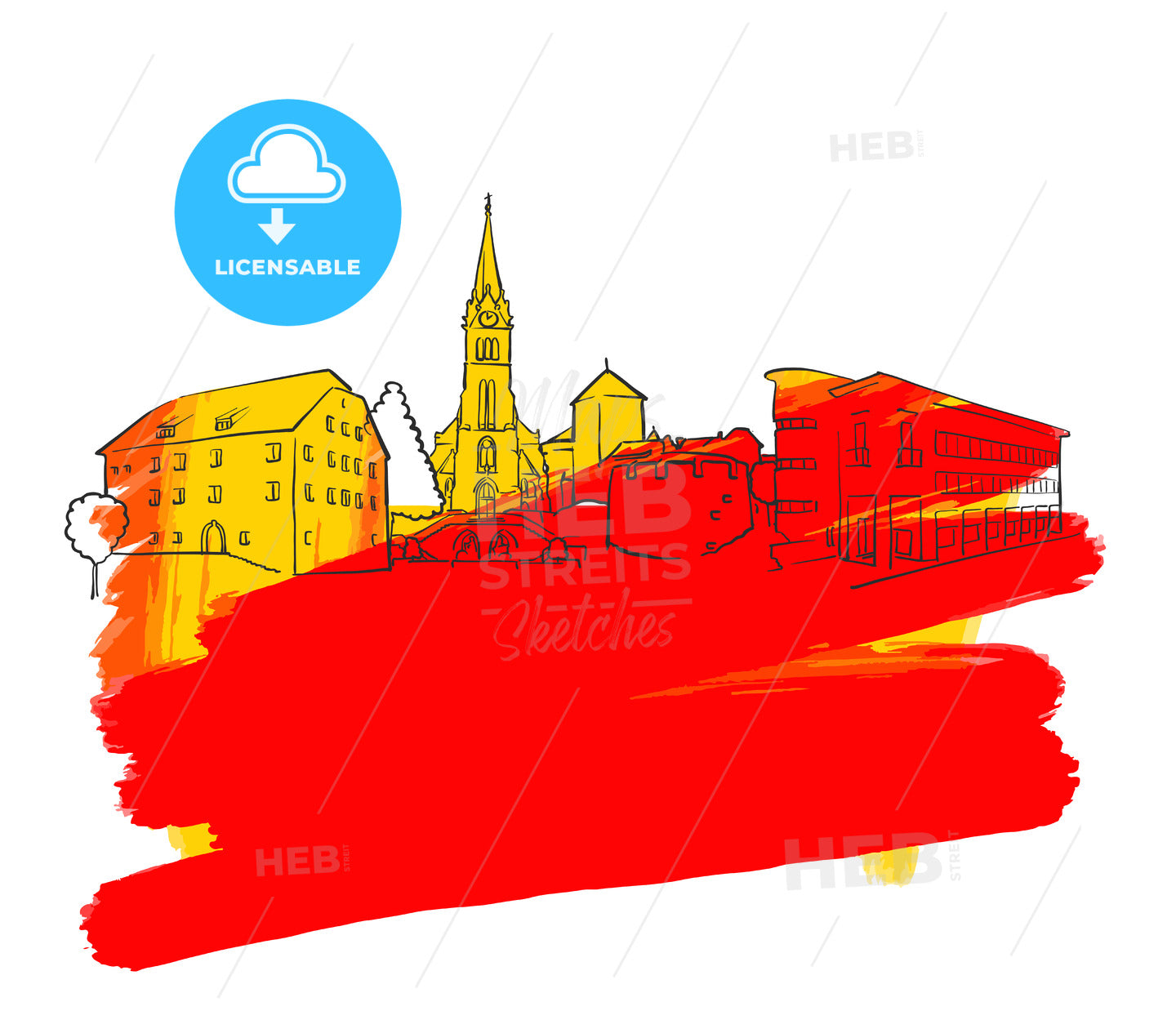 Vaduz Colorful Landmark Banner – instant download