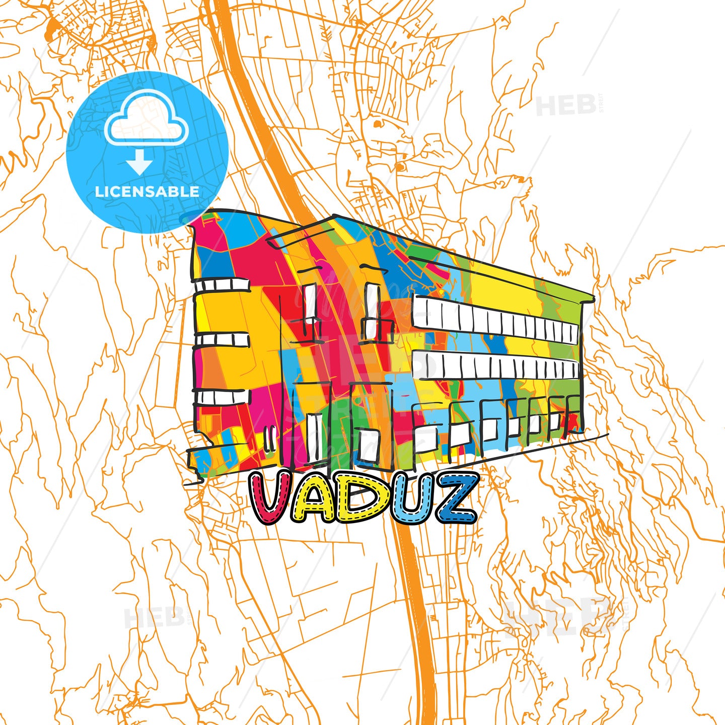 Vaduz Travel Art Map