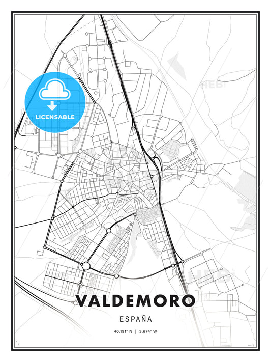 Valdemoro, Spain, Modern Print Template in Various Formats - HEBSTREITS Sketches