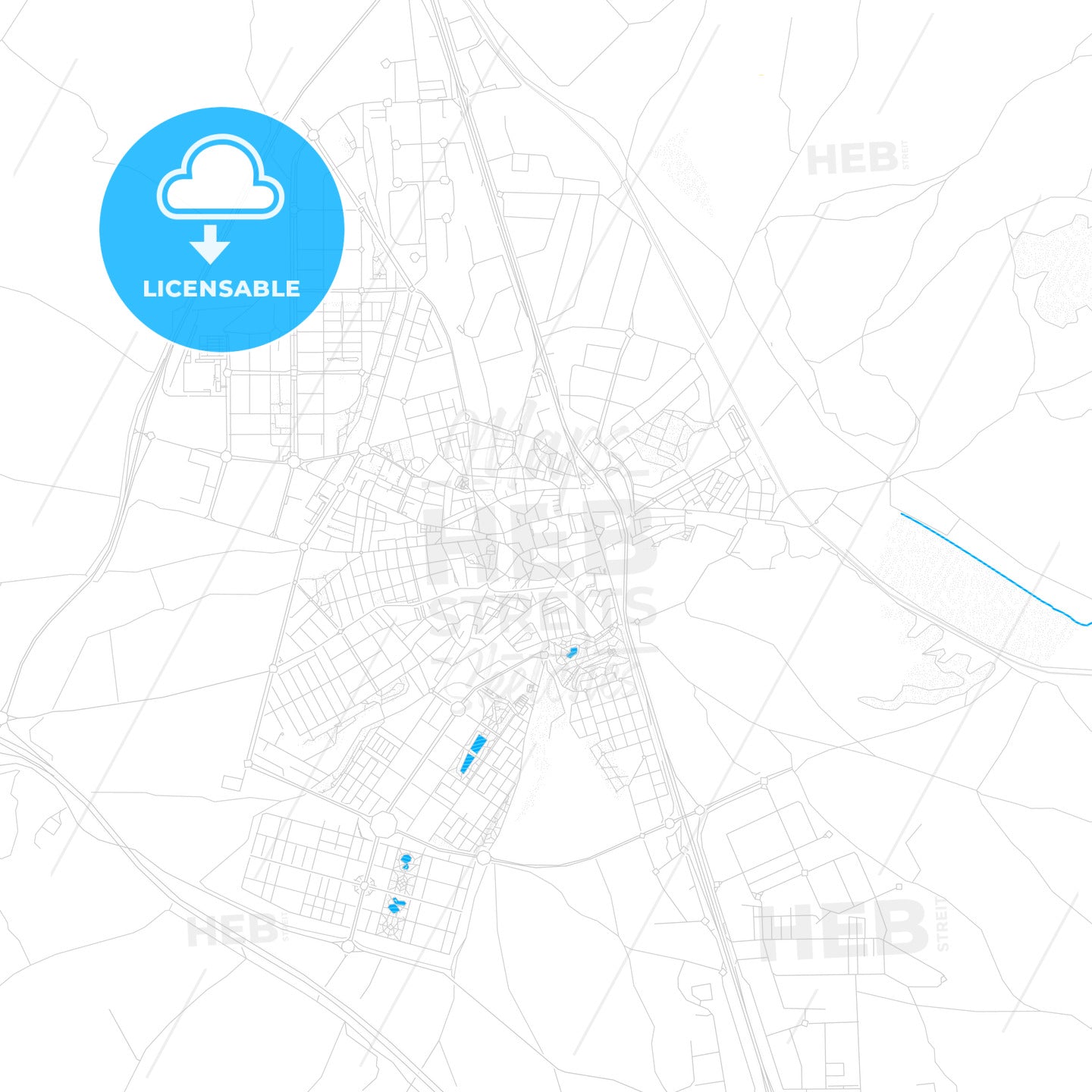 Valdemoro, Spain PDF vector map with water in focus