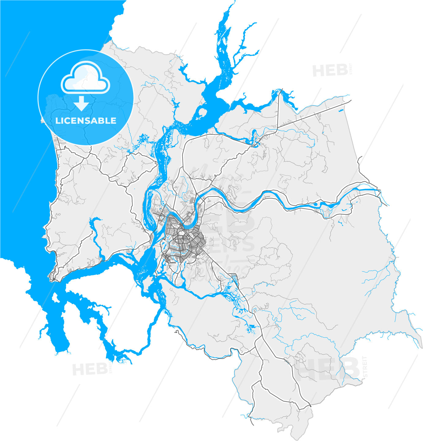 Valdivia, Chile, high quality vector map