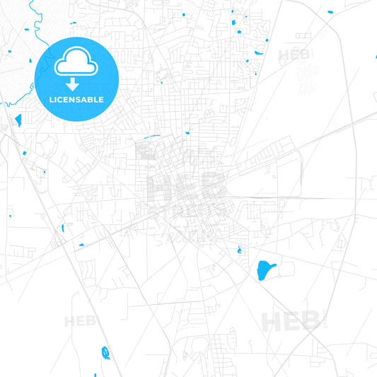 Valdosta, Georgia, United States, PDF vector map with water in focus