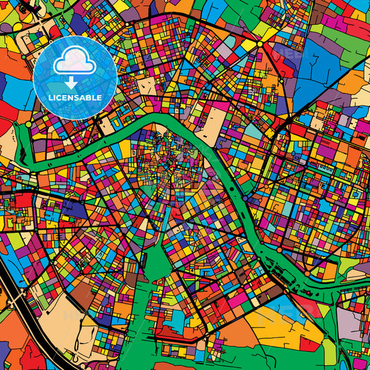 Valencia Colorful Vector Map on Black