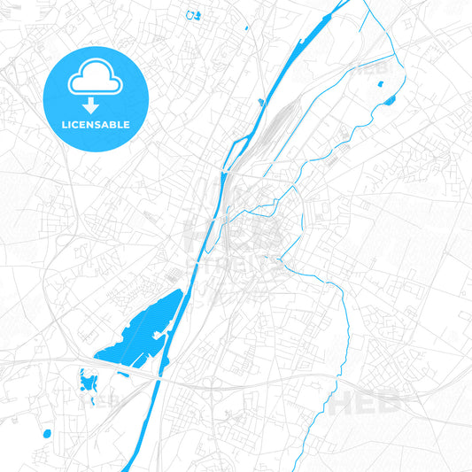 Valenciennes, France PDF vector map with water in focus