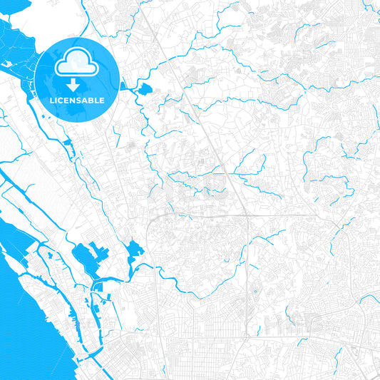 Valenzuela, Philippines PDF vector map with water in focus