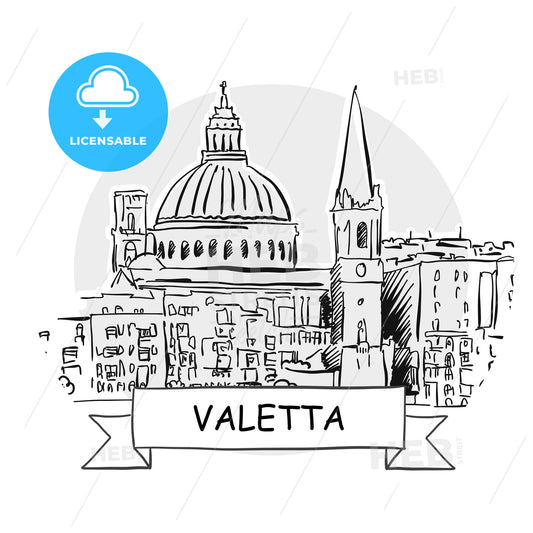 Valetta Cityscape Vector Sign – instant download