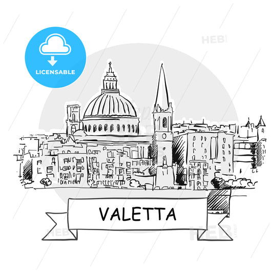 Valetta hand-drawn urban vector sign – instant download