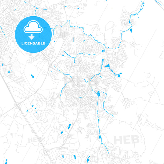 Valinhos, Brazil PDF vector map with water in focus