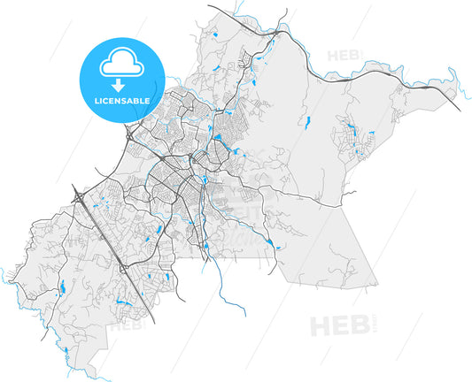 Valinhos, Brazil, high quality vector map