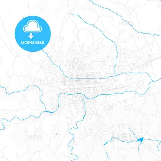 Valjevo, Serbia PDF vector map with water in focus