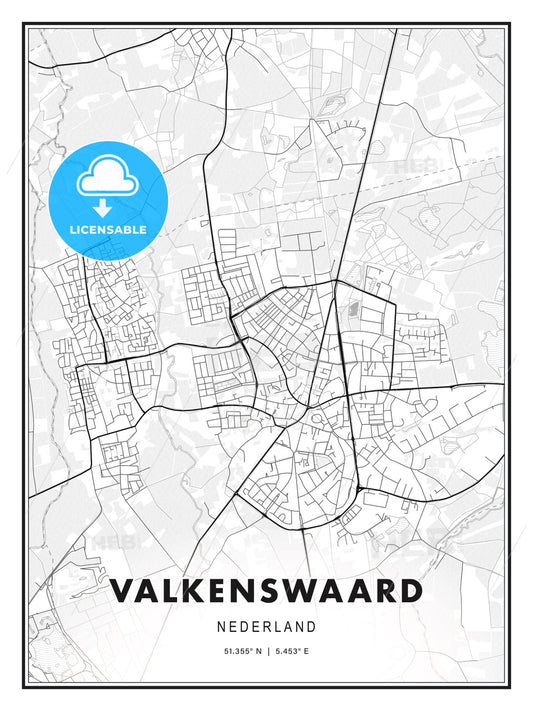 Valkenswaard, Netherlands, Modern Print Template in Various Formats - HEBSTREITS Sketches