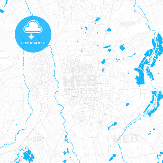 Valkenswaard, Netherlands PDF vector map with water in focus