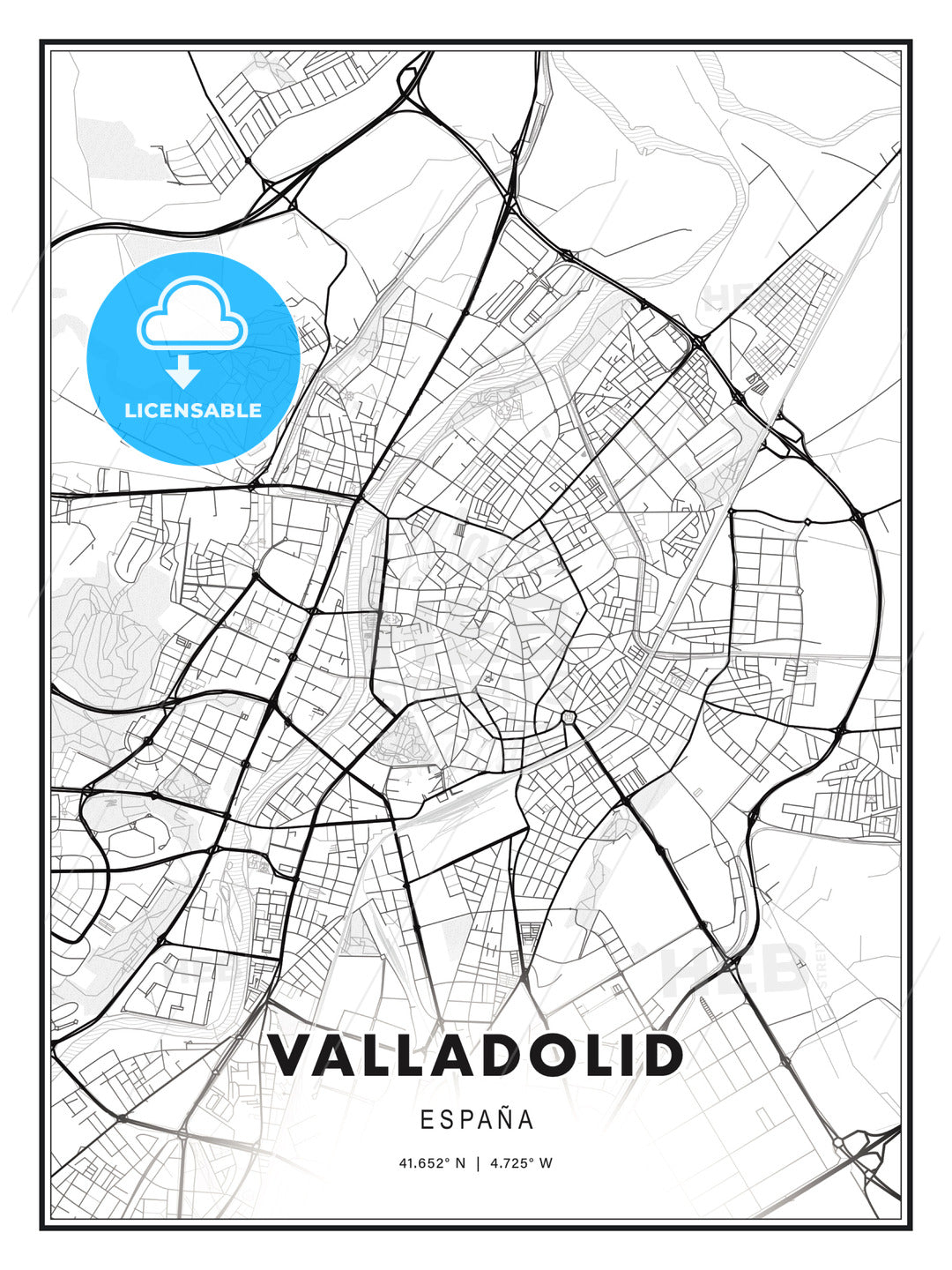 Valladolid, Spain, Modern Print Template in Various Formats - HEBSTREITS Sketches