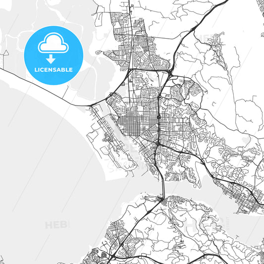 Vallejo, California - Area Map - Light