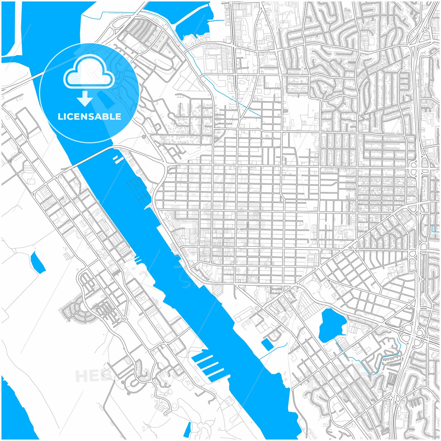 Vallejo, California, United States, city map with high quality roads.