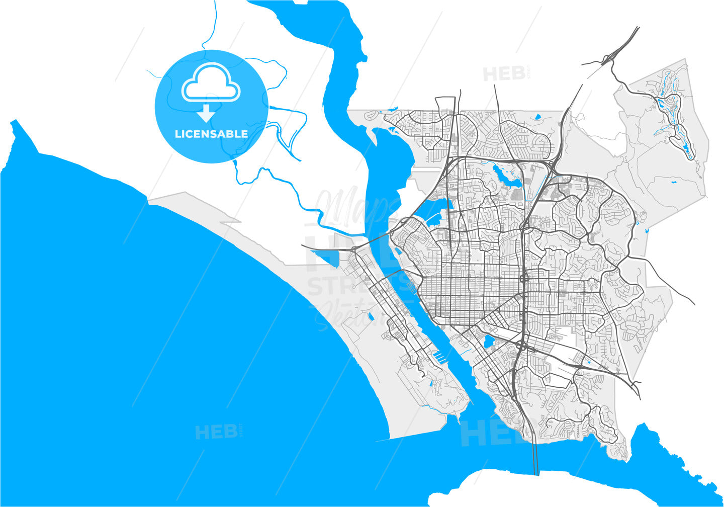 Vallejo, California, United States, high quality vector map
