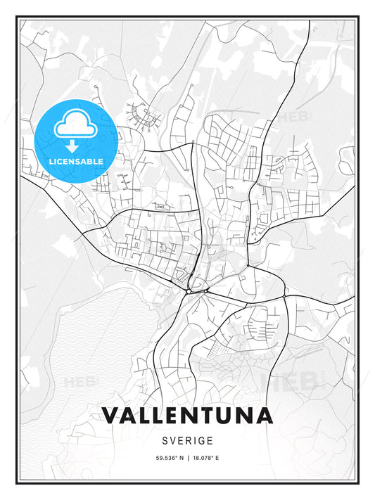 Vallentuna, Sweden, Modern Print Template in Various Formats - HEBSTREITS Sketches