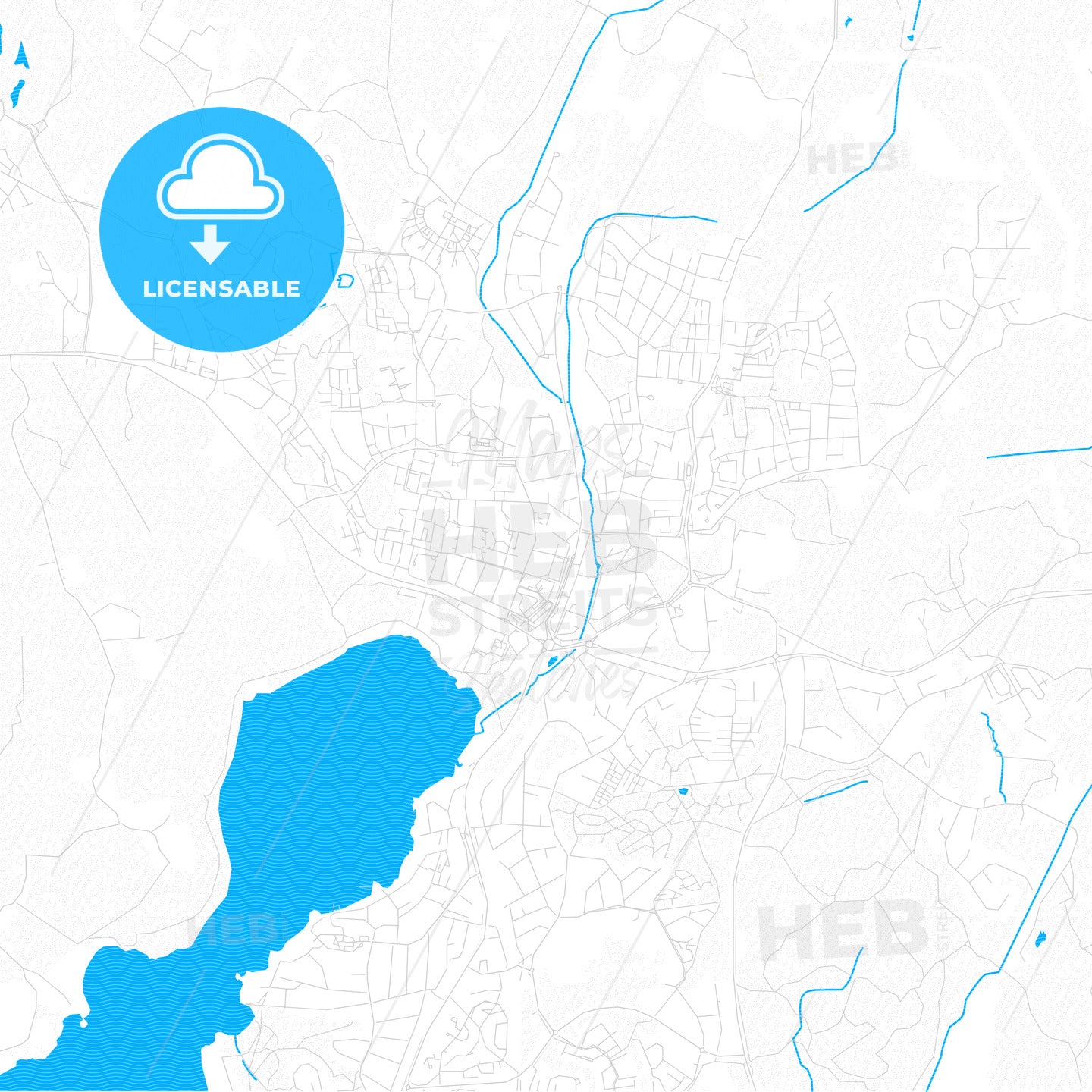 Vallentuna, Sweden PDF vector map with water in focus