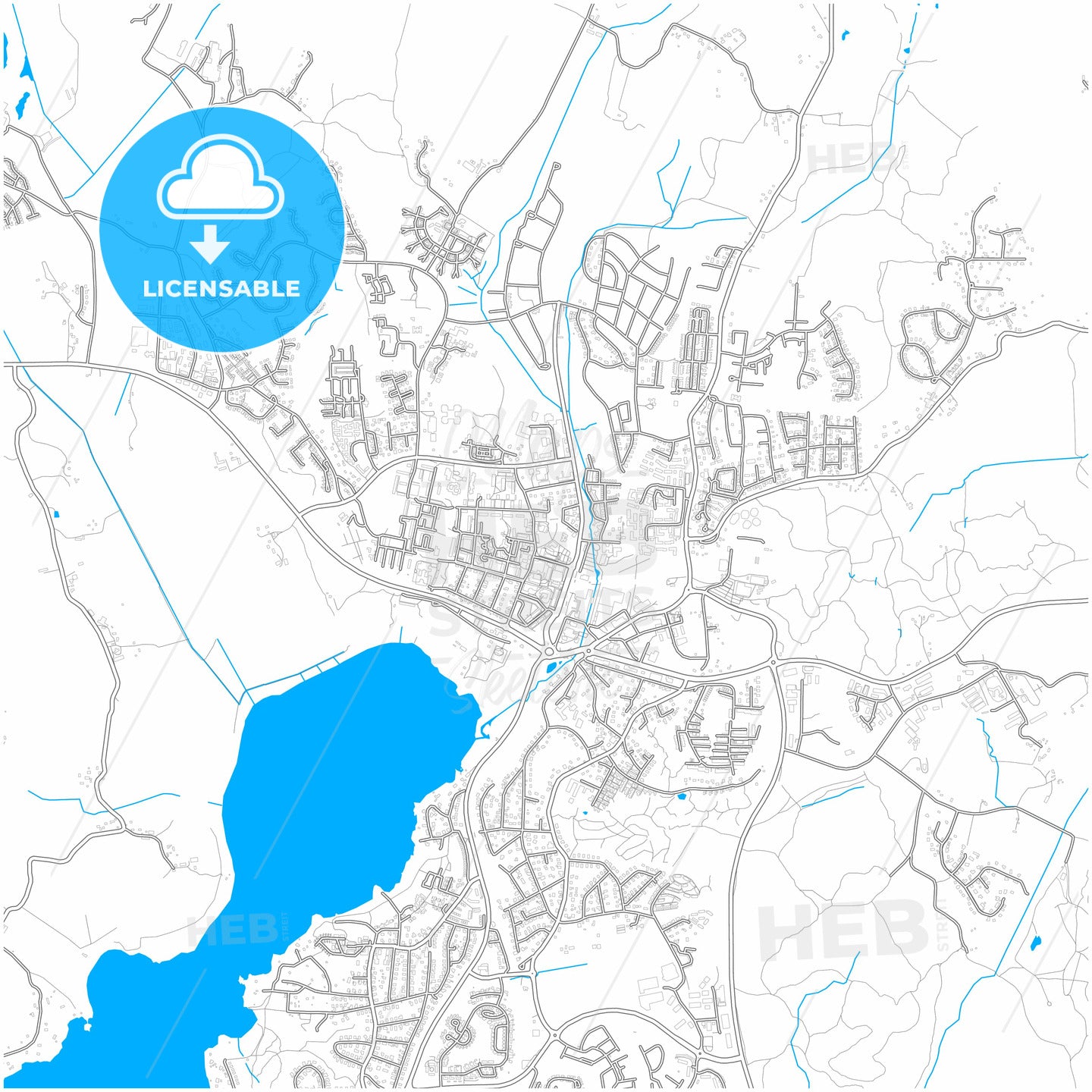 Vallentuna, Sweden, city map with high quality roads.