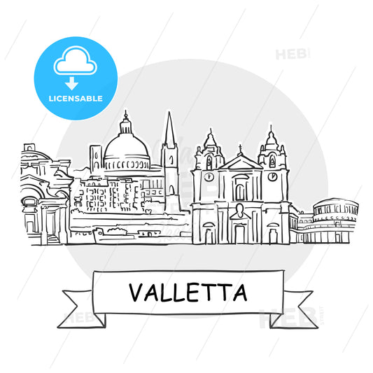 Valletta Cityscape Vector Sign – instant download