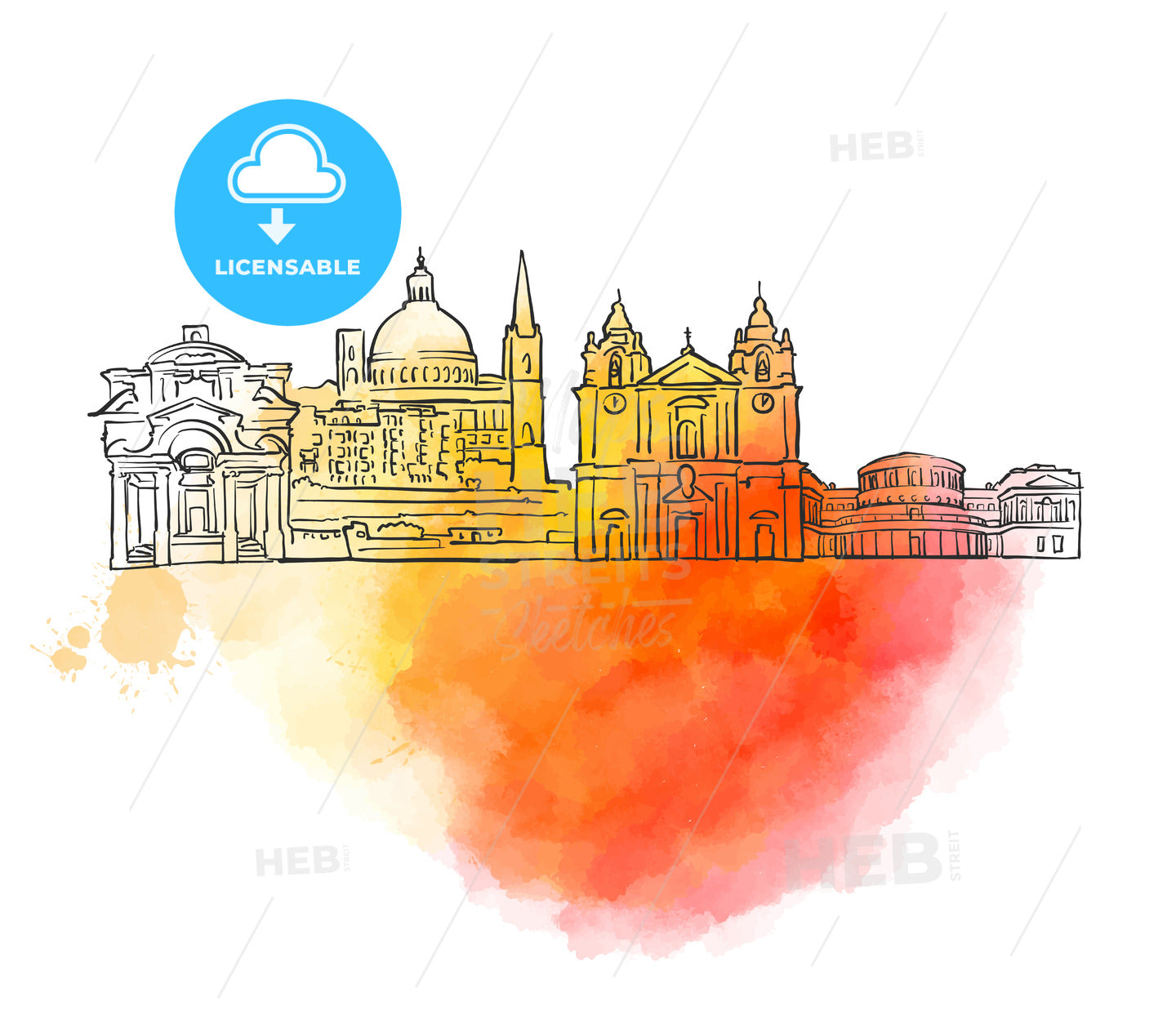 Valletta Colorful Landmark Banner – instant download