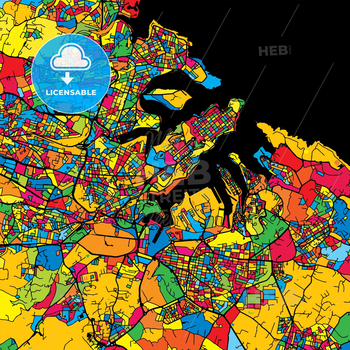 Valletta Malta Colorful Map
