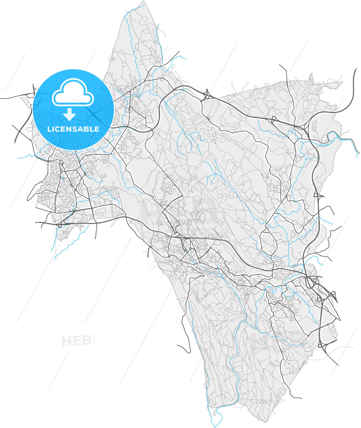 Valongo, Porto, Portugal, high quality vector map
