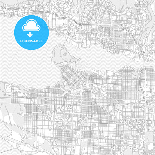 Vancouver, British Columbia, Canada, bright outlined vector map